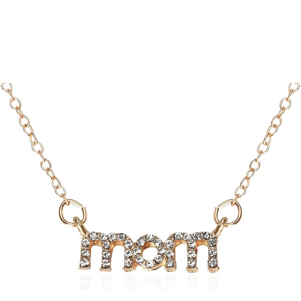 Women’s “Mom” Pendant Rhinestone Necklace